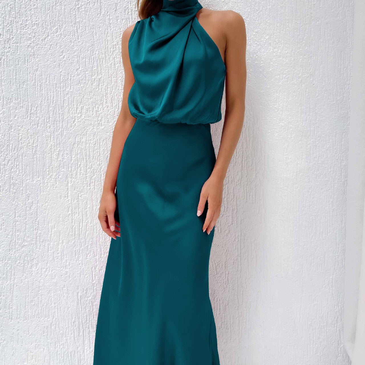 Katie™ | Glamorous Satin Halterneck Dress