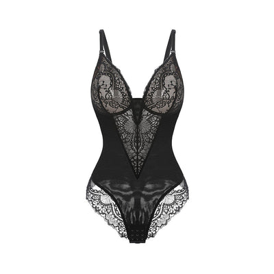Leonora Deep-V Lace Shapewear Bodysuit